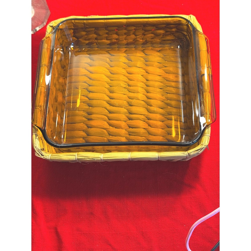 Anchor Hocking Amber Series 435 Square Baking Dish with Woven Serving Basket - Picture 2 of 8